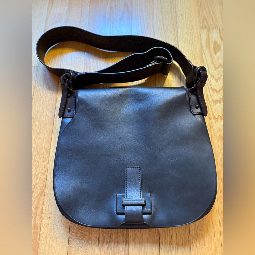 Salvatore Ferragamo, Vintage “Fondente” (rich dark brown)Calf Leather Saddle Bag